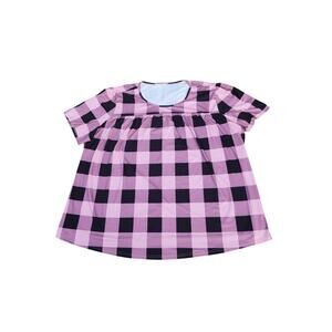 Pink & Black Buffalo Plaid 6XL Womens Top Short Sleeve Stretch Grunge Whimsygoth